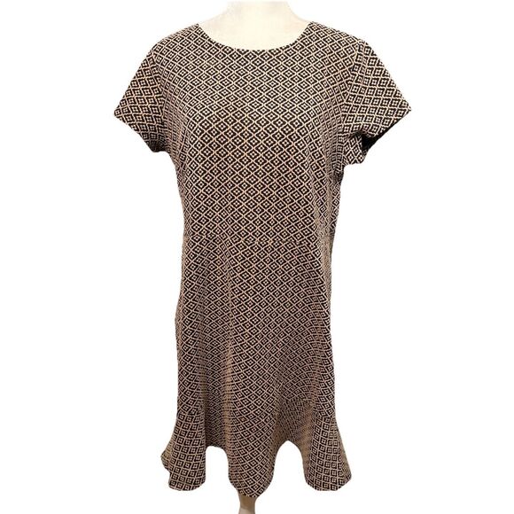 Loft Dress Peplum Wiggle Ruffle Blue Orange Size 14 - Picture 1 of 10